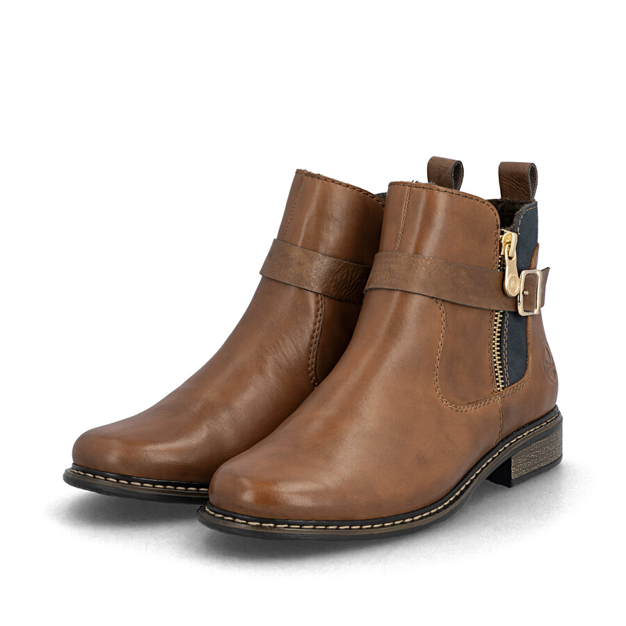 brown zip boots for women rieker z4959-22