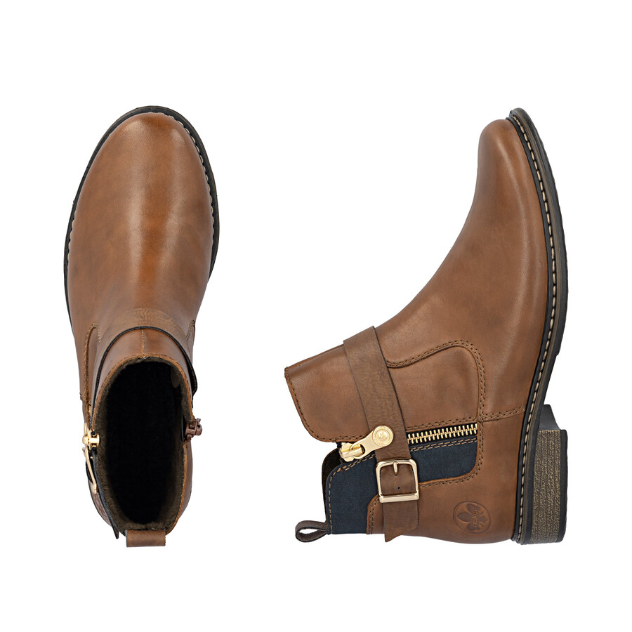 brown zip boots for women rieker z4959-22