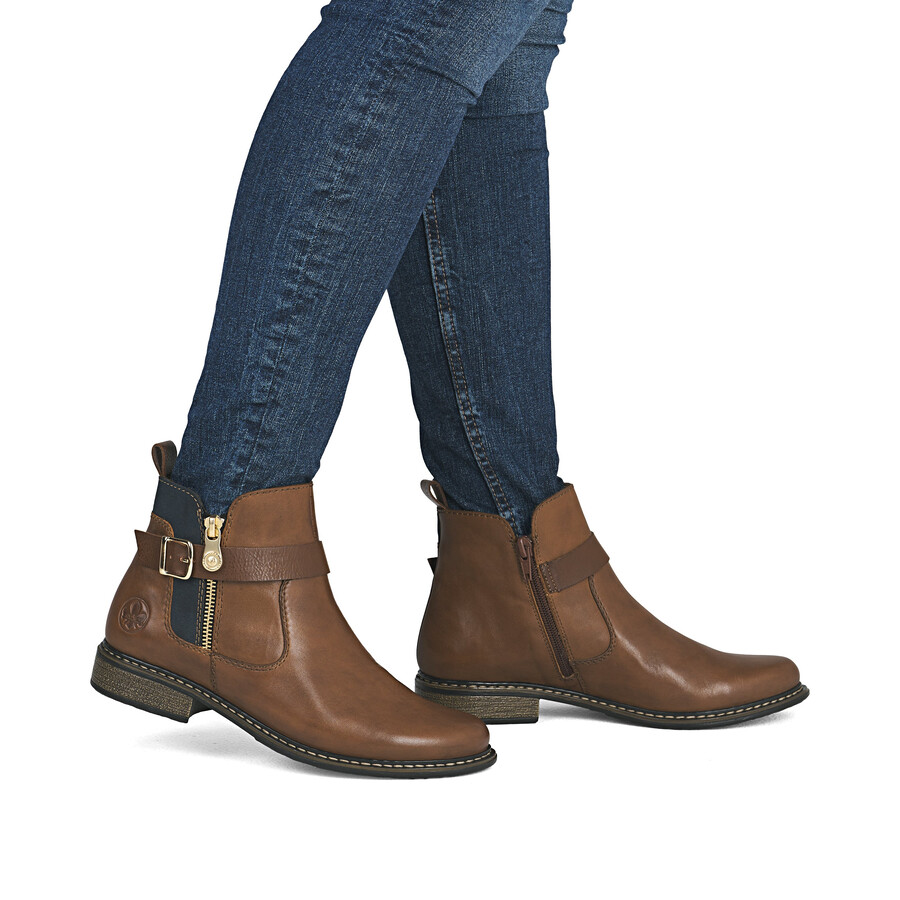 brown zip boots for women rieker z4959-22