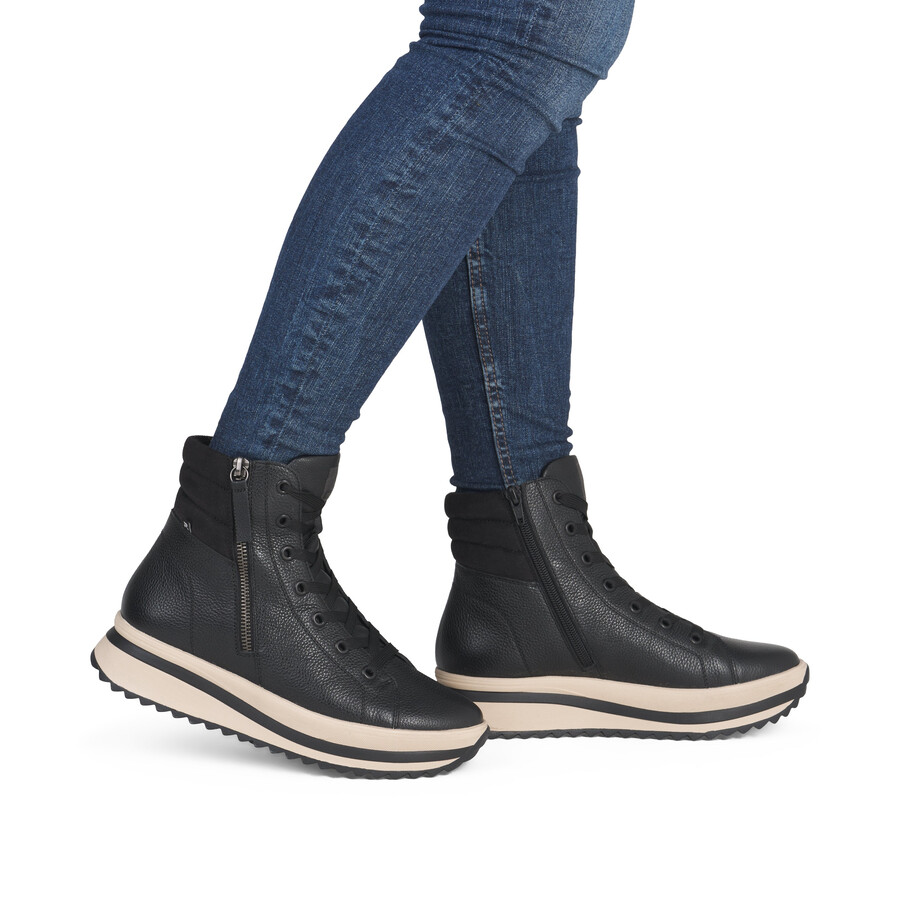 black zip boots for women rieker sport w3870-00